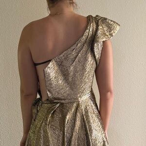 One-Shoulder Metallic Ballgown or the Ieena for Mac Dugal one-shoulder metallic